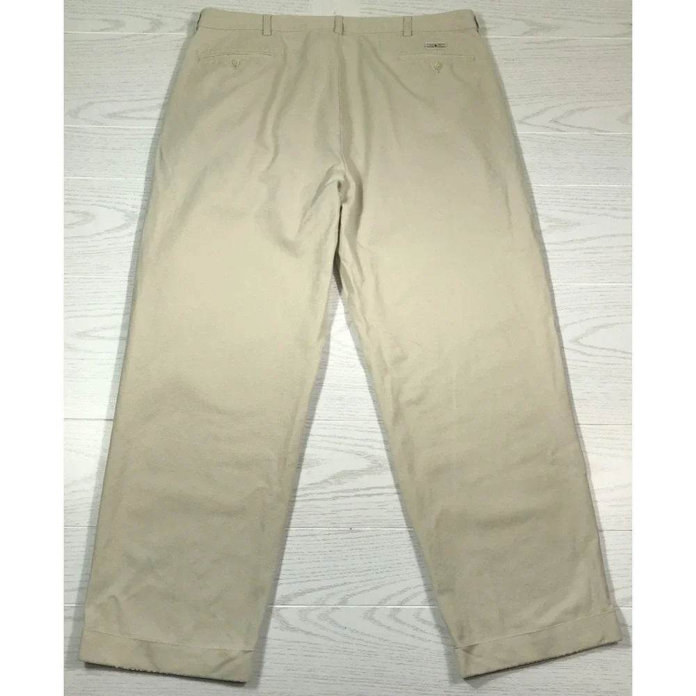 Vintage Polo Ralph Lauren Chino Pants 40x30 Beige Heavy Twill Cotton Pleated 90s